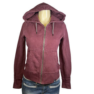 American Giant Hoodie Womens XS Burgundy Full Zip Sweatshirt Drawstring Made USA